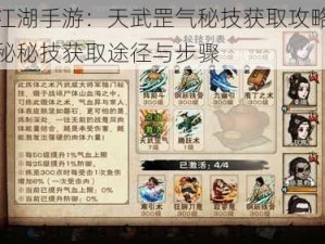 烟雨江湖手游：天武罡气秘技获取攻略大全，揭秘秘技获取途径与步骤