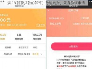 满 18 就能贷款的软件，急速到账，凭身份证申请