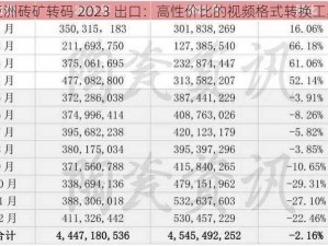 亚洲砖矿转码 2023 出口：高性价比的视频格式转换工具