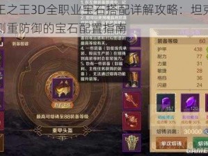 万王之王3D全职业宝石搭配详解攻略：坦克职业侧重防御的宝石配置指南