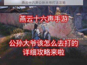 燕云十六声公孙大爷打法攻略