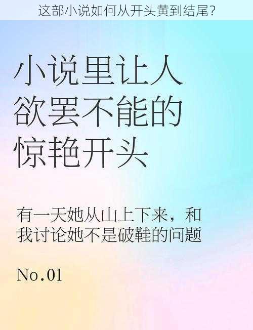 这部小说如何从开头黄到结尾？