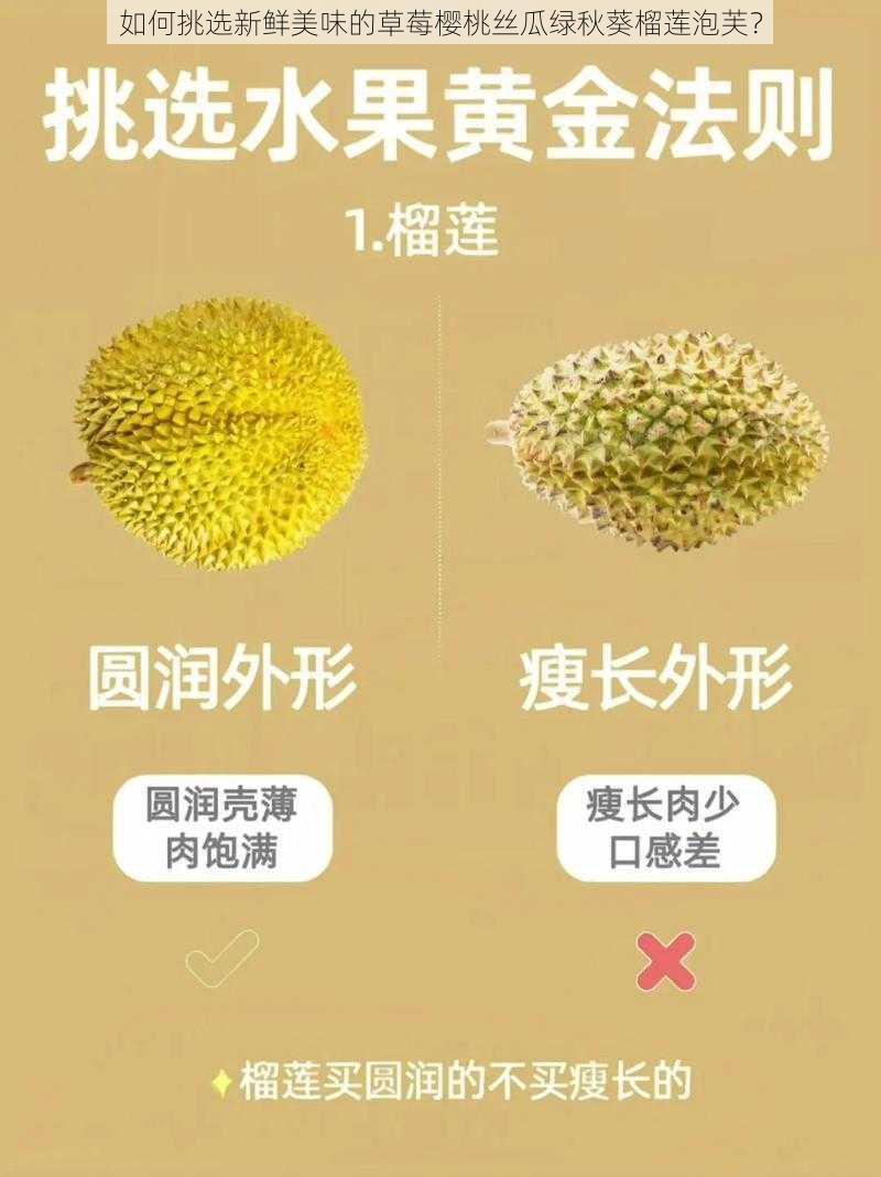 如何挑选新鲜美味的草莓樱桃丝瓜绿秋葵榴莲泡芙？