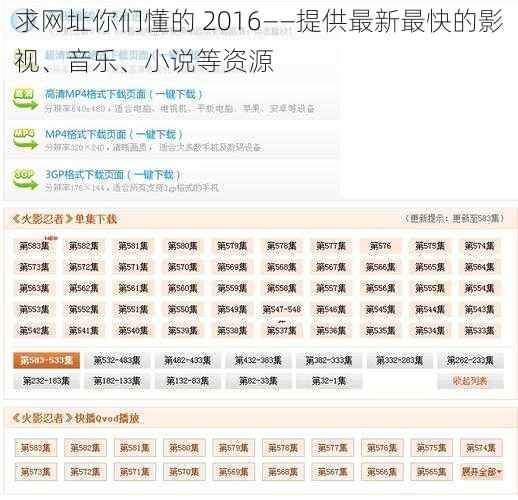 求网址你们懂的 2016——提供最新最快的影视、音乐、小说等资源