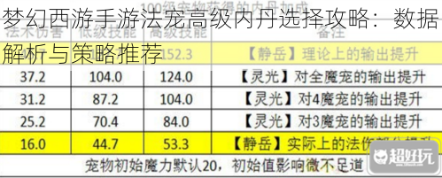 梦幻西游手游法宠高级内丹选择攻略：数据解析与策略推荐