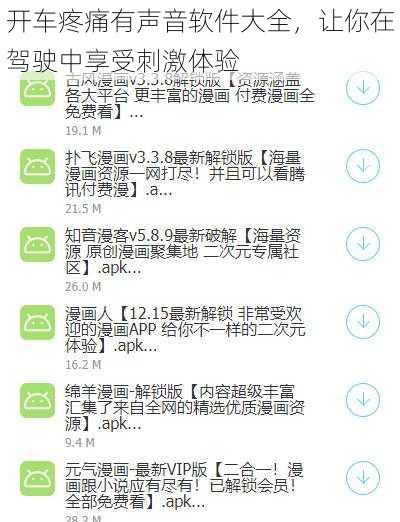 开车疼痛有声音软件大全，让你在驾驶中享受刺激体验
