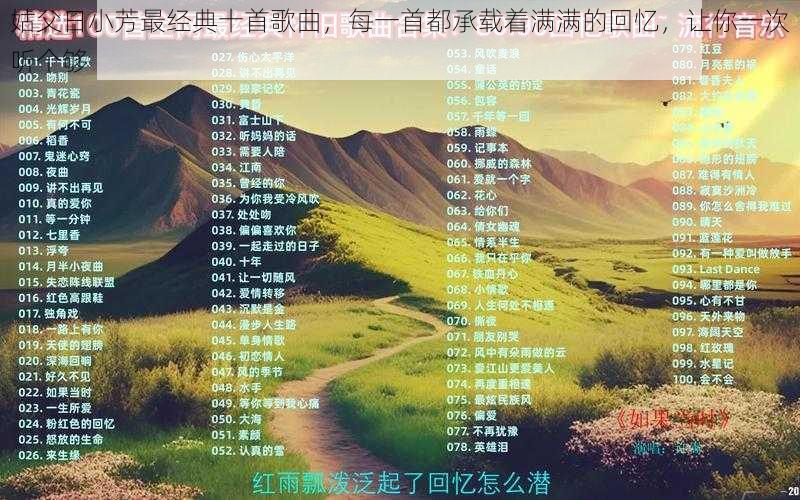 姑父日小芳最经典十首歌曲，每一首都承载着满满的回忆，让你一次听个够