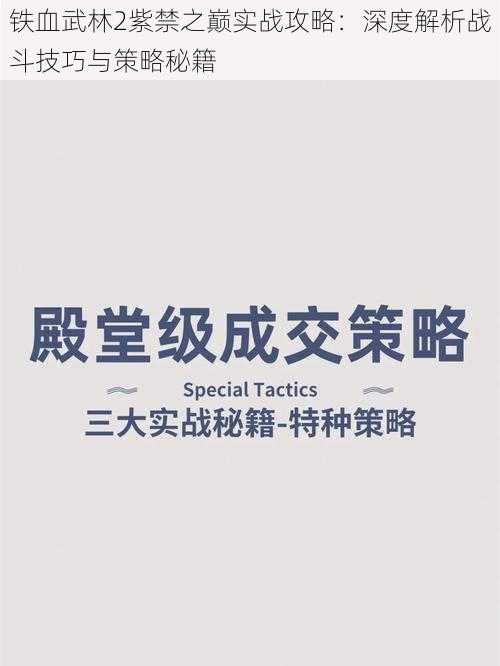 铁血武林2紫禁之巅实战攻略：深度解析战斗技巧与策略秘籍