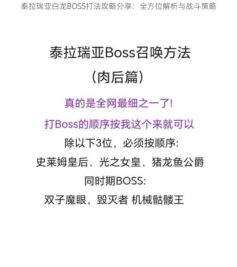 泰拉瑞亚白龙BOSS打法攻略分享：全方位解析与战斗策略