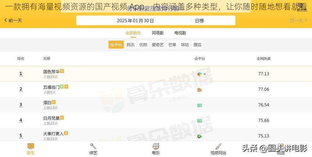 一款拥有海量视频资源的国产视频 App，内容涵盖多种类型，让你随时随地想看就看