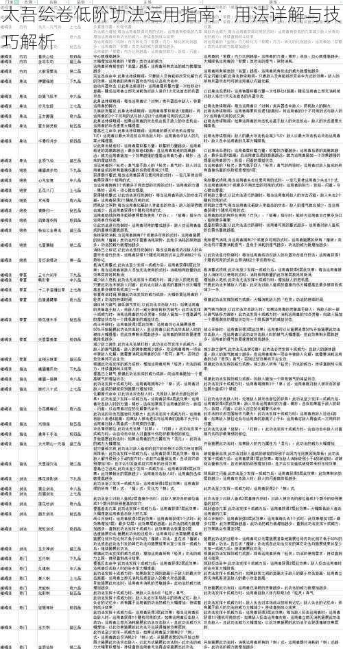 太吾绘卷低阶功法运用指南：用法详解与技巧解析