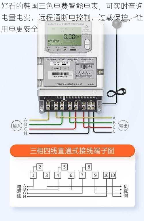 好看的韩国三色电费智能电表，可实时查询电量电费，远程通断电控制，过载保护，让用电更安全
