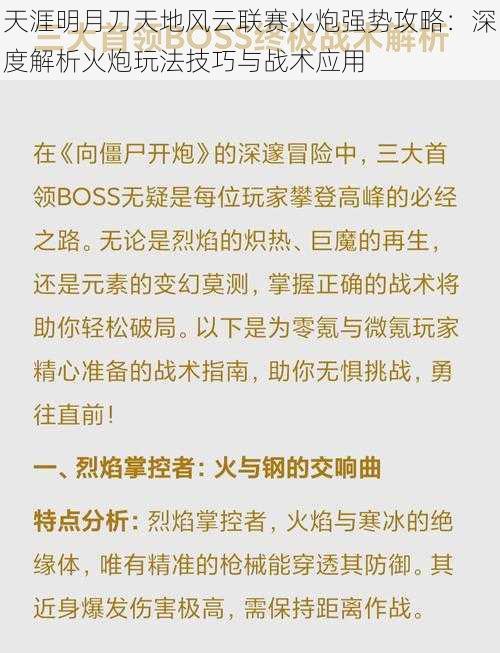 天涯明月刀天地风云联赛火炮强势攻略：深度解析火炮玩法技巧与战术应用