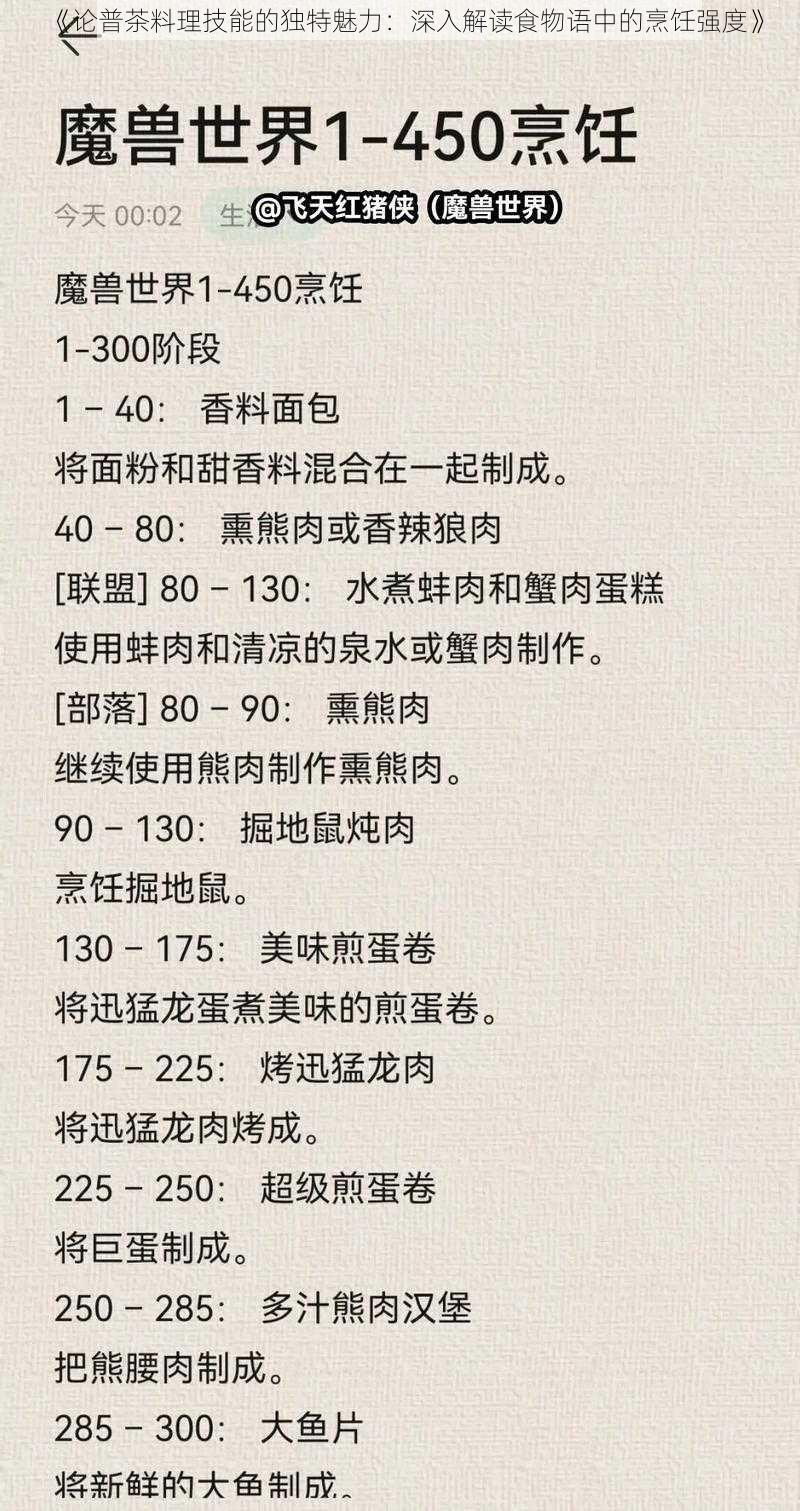 《论普茶料理技能的独特魅力：深入解读食物语中的烹饪强度》