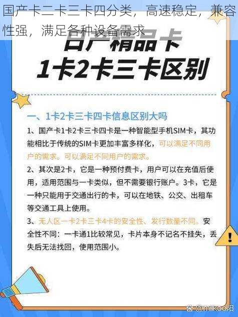 国产卡二卡三卡四分类，高速稳定，兼容性强，满足各种设备需求