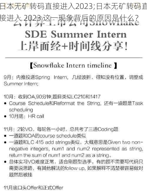 日本无矿转码直接进入2023;日本无矿转码直接进入 2023 这一现象背后的原因是什么？